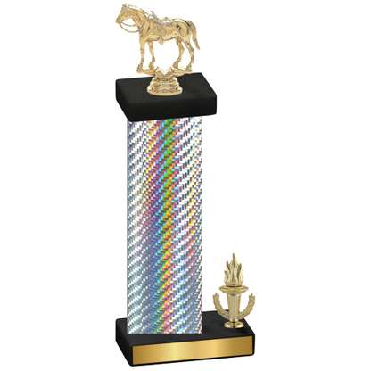 Accented Single Silver Carbon Fiber Victory Horses Trophy