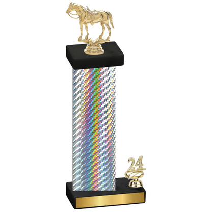 Accented Single Silver Carbon Fiber Year Horses Trophy