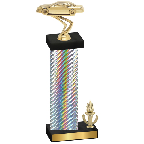 Accented Single Silver Carbon Fiber Victory Cars Trophy