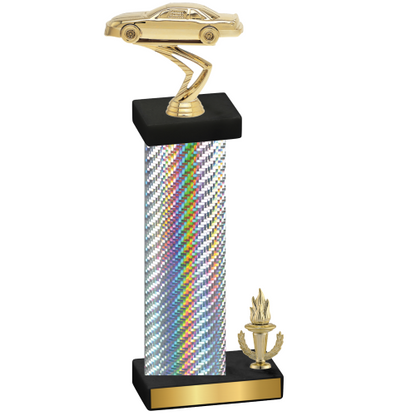 Accented Single Silver Carbon Fiber Victory Cars Trophy