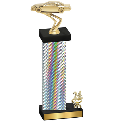 Accented Single Silver Carbon Fiber Year Cars Trophy