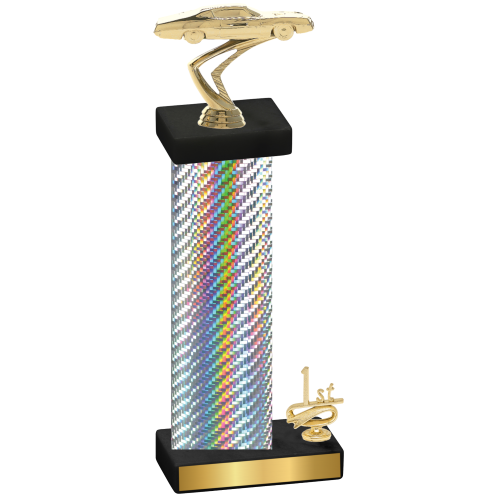 Accented Single Silver Carbon Fiber First Place Cars Trophy