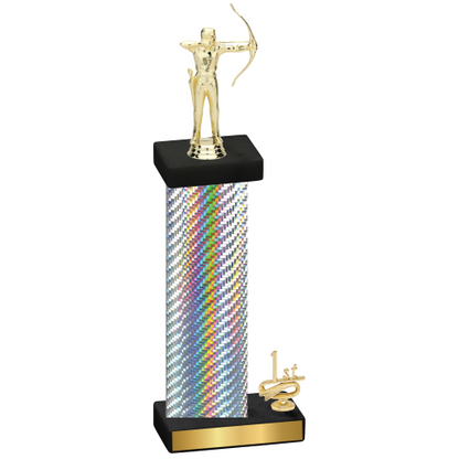 Accented Single Silver Carbon Fiber First Place Archery Trophy