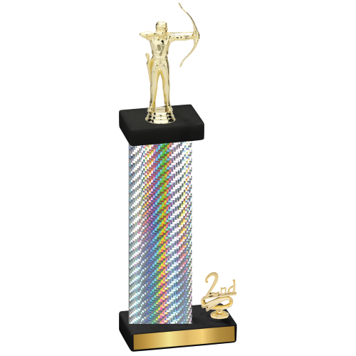 Accented Single Silver Carbon Fiber Second Place Archery Trophy