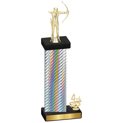 Accented Single Silver Carbon Fiber Fourth Place Archery Trophy