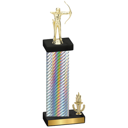 Accented Single Silver Carbon Fiber Victory Archery Trophy