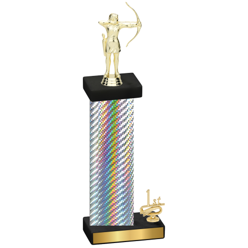 Accented Single Silver Carbon Fiber First Place Archery Trophy