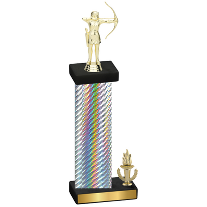 Accented Single Silver Carbon Fiber Victory Archery Trophy