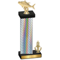 Accented Single Silver Carbon Fiber Victory Fishing Trophy