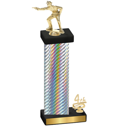 Accented Single Silver Carbon Fiber Fourth Place Shooter Trophy