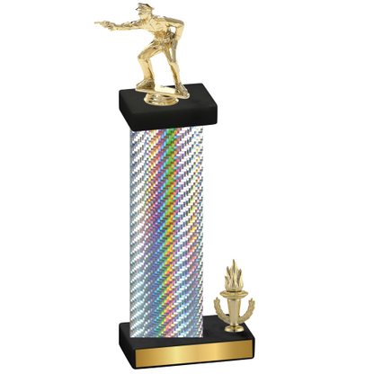 Accented Single Silver Carbon Fiber Victory Shooter Trophy