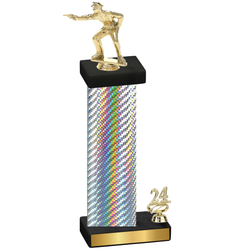 Accented Single Silver Carbon Fiber Year Shooter Trophy