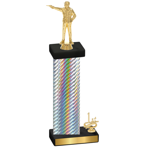 Accented Single Silver Carbon Fiber First Place Shooter Trophy