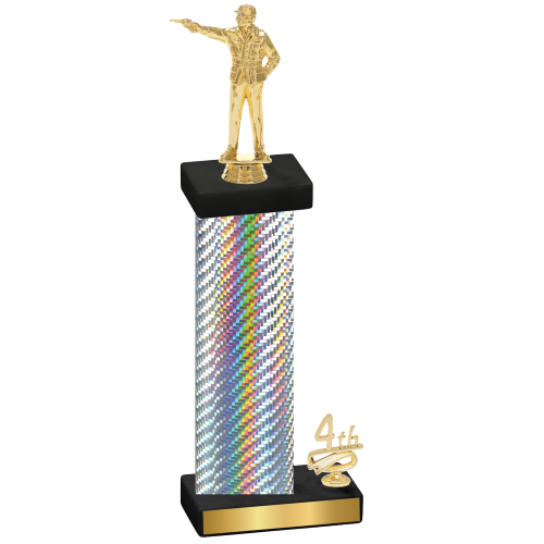 Accented Single Silver Carbon Fiber Fourth Place Shooter Trophy