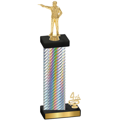 Accented Single Silver Carbon Fiber Fourth Place Shooter Trophy