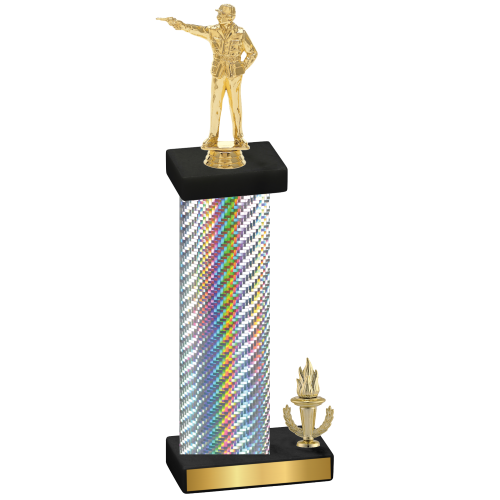 Accented Single Silver Carbon Fiber Victory Shooter Trophy