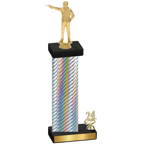 Accented Single Silver Carbon Fiber Year Shooter Trophy