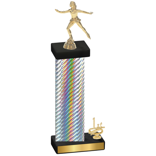 Accented Single Silver Carbon Fiber First Place Skater Trophy