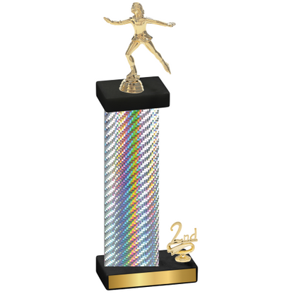 Accented Single Silver Carbon Fiber Second Place Skater Trophy