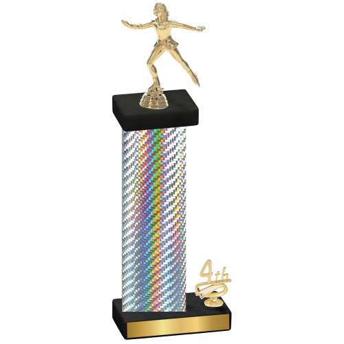 Accented Single Silver Carbon Fiber Fourth Place Skater Trophy