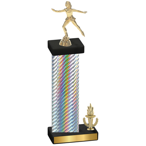 Accented Single Silver Carbon Fiber Victory Skater Trophy