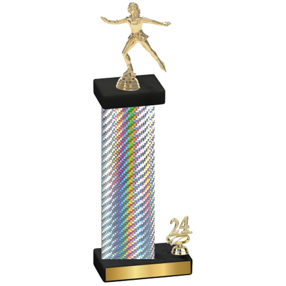 Accented Single Silver Carbon Fiber Year Skater Trophy