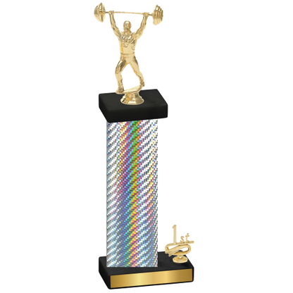 Accented Single Silver Carbon Fiber First Place Weights Trophy