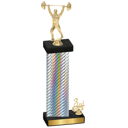 Accented Single Silver Carbon Fiber Third Place Weights Trophy