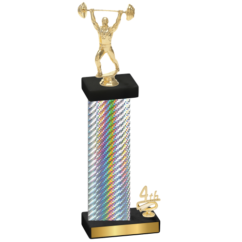 Accented Single Silver Carbon Fiber Fourth Place Weights Trophy