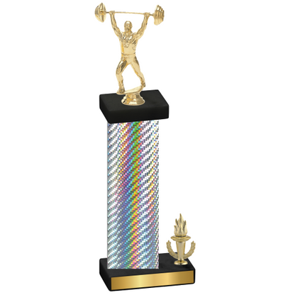 Accented Single Silver Carbon Fiber Victory Weights Trophy