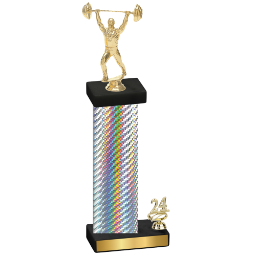 Accented Single Silver Carbon Fiber Year Weights Trophy