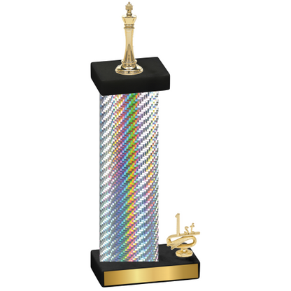 Accented Single Silver Carbon Fiber First Place Chess Trophy