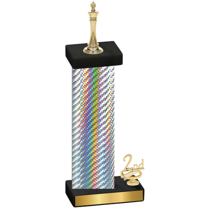 Accented Single Silver Carbon Fiber Second Place Chess Trophy