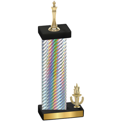 Accented Single Silver Carbon Fiber Victory Chess Trophy