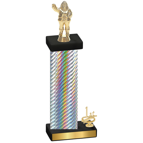 Accented Single Silver Carbon Fiber First Place Holiday Trophy