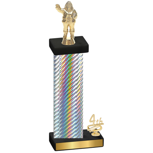 Accented Single Silver Carbon Fiber Fourth Place Holiday Trophy