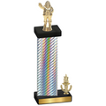 Accented Single Silver Carbon Fiber Victory Holiday Trophy