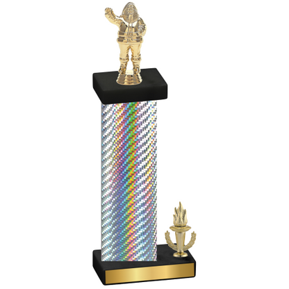 Accented Single Silver Carbon Fiber Victory Holiday Trophy