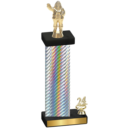 Accented Single Silver Carbon Fiber Year Holiday Trophy