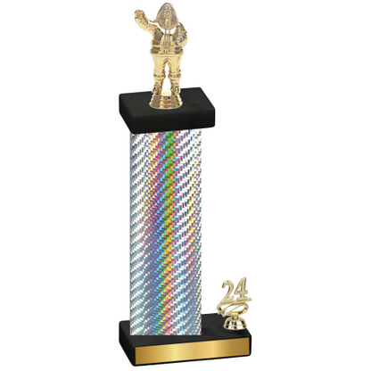 Accented Single Silver Carbon Fiber Year Holiday Trophy