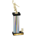Accented Single Silver Carbon Fiber Year Basketball Trophy