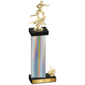 Accented Single Silver Carbon Fiber First Place Flag Football Trophy