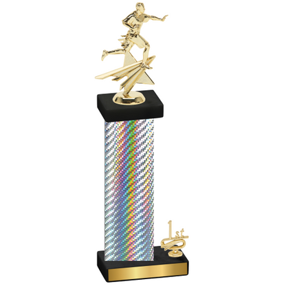 Accented Single Silver Carbon Fiber First Place Flag Football Trophy