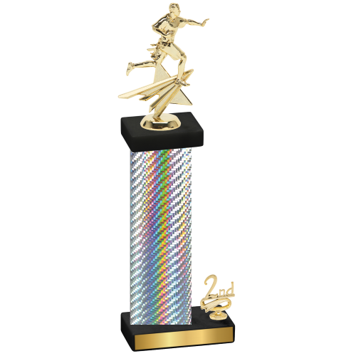 Accented Single Silver Carbon Fiber Second Place Flag Football Trophy