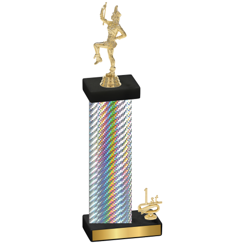 Accented Single Silver Carbon Fiber First Place Majorette Trophy