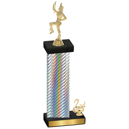 Accented Single Silver Carbon Fiber Second Place Majorette Trophy