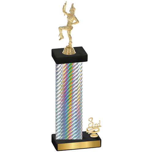 Accented Single Silver Carbon Fiber Third Place Majorette Trophy