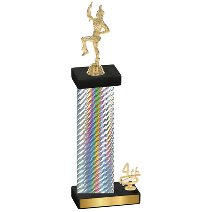 Accented Single Silver Carbon Fiber Fourth Place Majorette Trophy