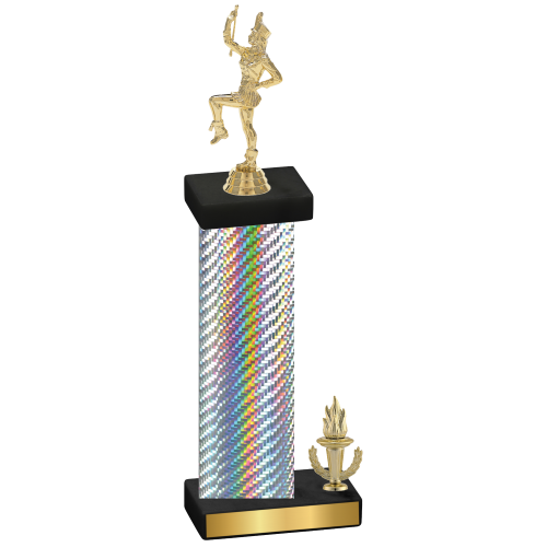 Accented Single Silver Carbon Fiber Victory Majorette Trophy