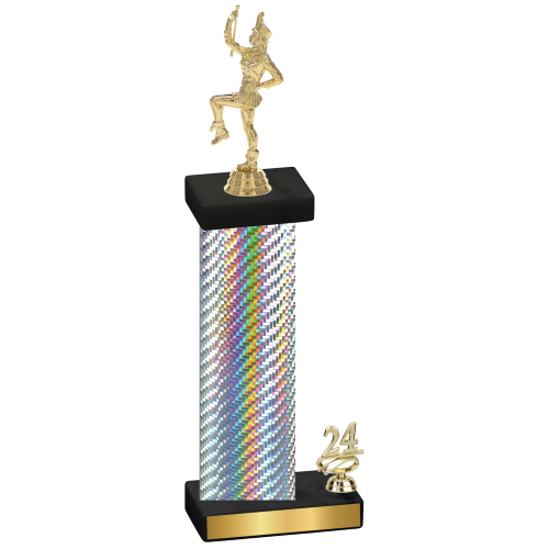 Accented Single Silver Carbon Fiber Year Majorette Trophy